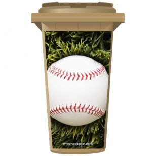 Baseball In Long Grass Wheelie Bin Sticker Panel